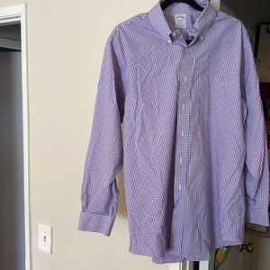 Brooks brothers regent dress shirt size 17-34. In purple check. Dry cleaned